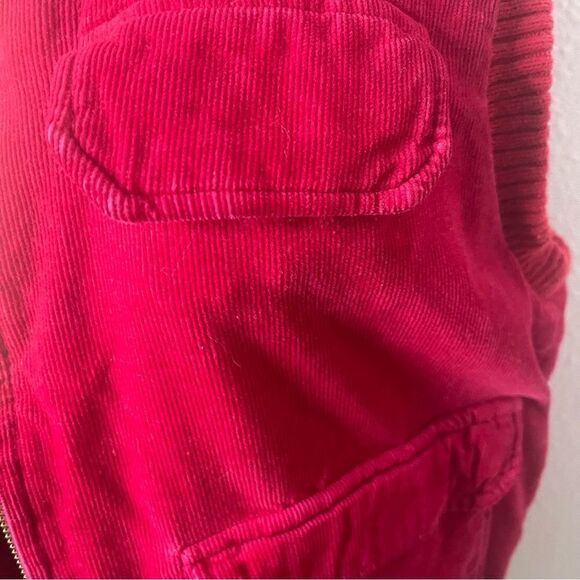Vintage Red Corduroy Red Vest Medium Unisex Utility Warm flannel lining - Picture 4 of 7